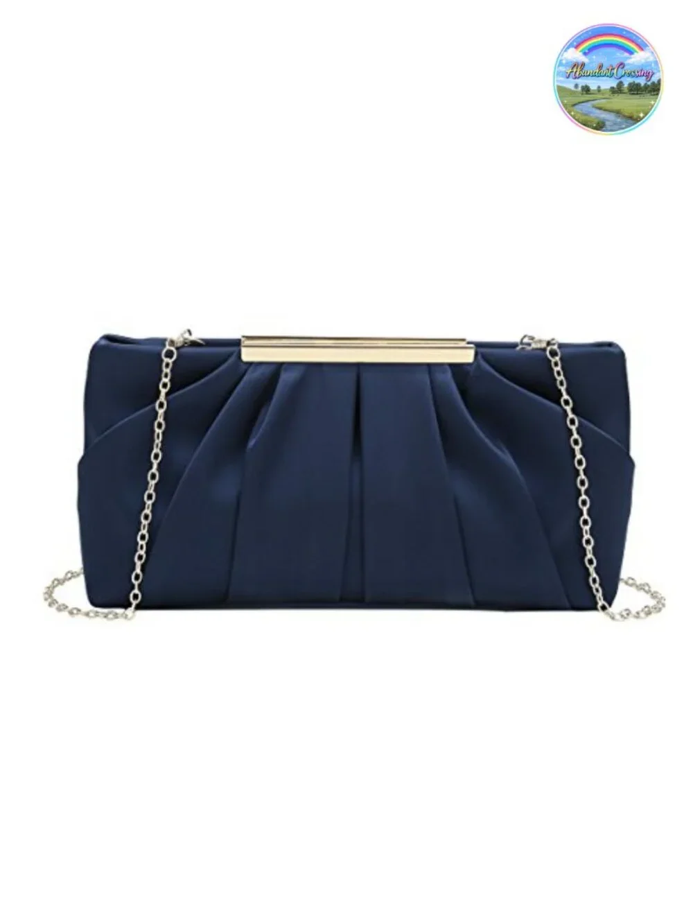 Women's Pleated Satin Evening Clutch Bag with Detachable Chain, Formal Party